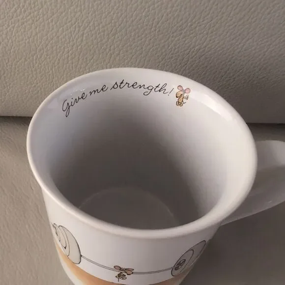 Vintage Hallmark Rim Shots "Give Me Strength" Coffee Tea Mug 1985 Weights Mouse - Picture 2 of 4